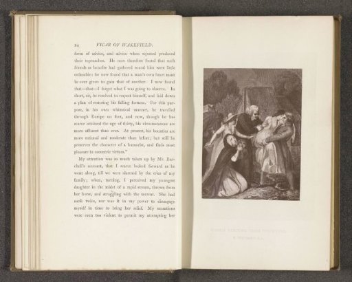 Photographic reproduction of an engraving by Thomas Stothard depicting an illustration for The Vicar of Wakefield by Oliver Goldsmith