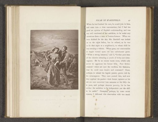 Photographic reproduction of a painting by William Mulready, depicting a scene from The Vicar of Wakefield by Oliver Goldsmith