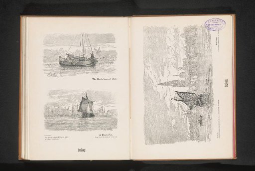 Reproduction of two drawings of ships in the Netherlands by Henry Thomas Dawson