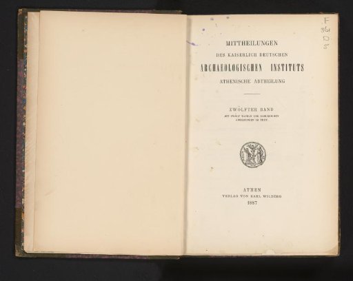 Communications of the Imperial German Archaeological Institute. Athenian Department