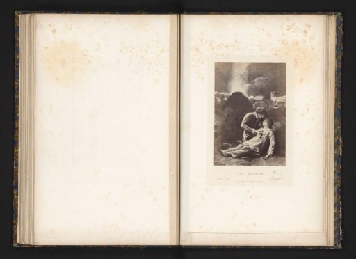 Photographic reproduction of a drawing of the death of Éponine from Les Misérables by Victor Hugo