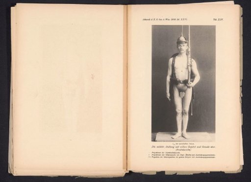 Unknown Nude Man, Front View, with a Rifle and Military Equipment