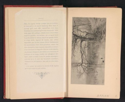 Photographic reproduction of a painting depicting a marsh landscape with ducks