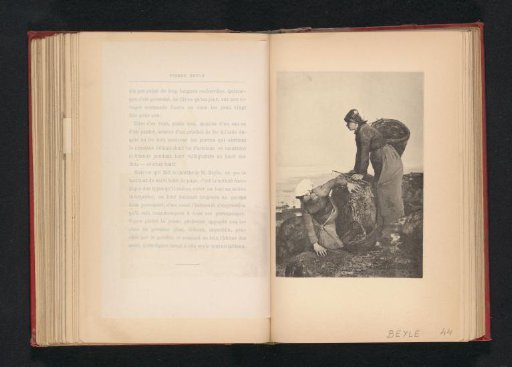Photographic reproduction of a painting depicting two crab fishermen