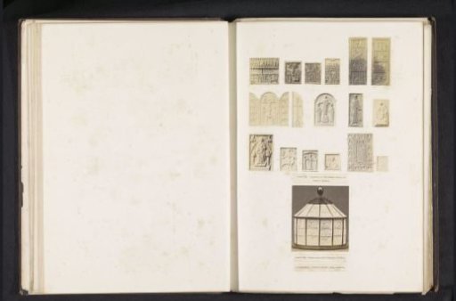 Eighteen photographic reproductions of a publication by the Arundel Society with Greek ivory reliefs and a reliquary