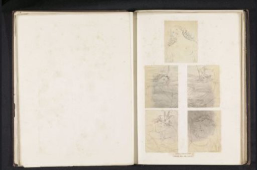 Five photographic reproductions of a publication by the Arundel Society with drawings of Saint Sebastian after Perugino