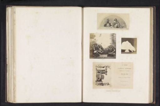 Four photographic reproductions of a publication by the Arundel Society with paintings and a plaster cast of a sculpture