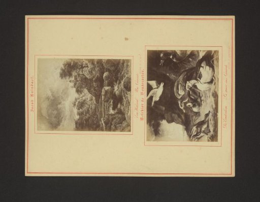 Photoreproductions of Waterfall with Castle by Jacob van Ruisdael and of Ducks by Melchior d'Hondecoeter
