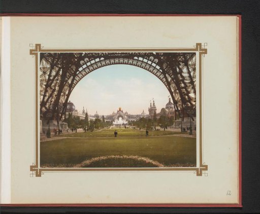View of the Champ-de-Mars and part of the Eiffel Tower during the 1900 World's Fair in Paris