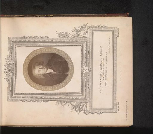 Photographic reproduction of an engraving of a portrait of André Ernest Modeste Grétry