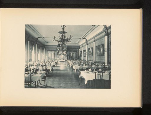 View of the dining hall in the main building of the Heustrich-les-bains baths near Spiez, Switzerland