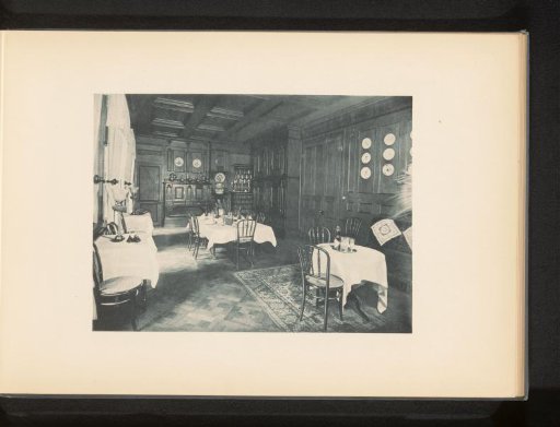 View of a small separate dining hall in the main building of the Heustrich-les-bains baths near Spiez, Switzerland