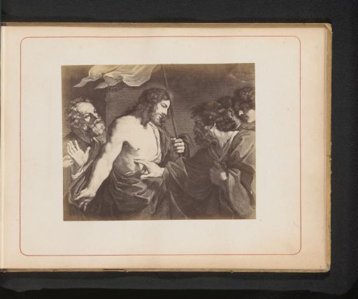 Photographic reproduction of an engraving after The Incredulity of Saint Thomas by Guercino in the Vatican
