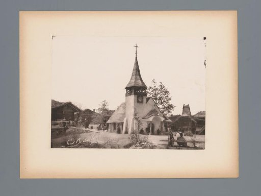 View of a Village Square with Church in Switzerland