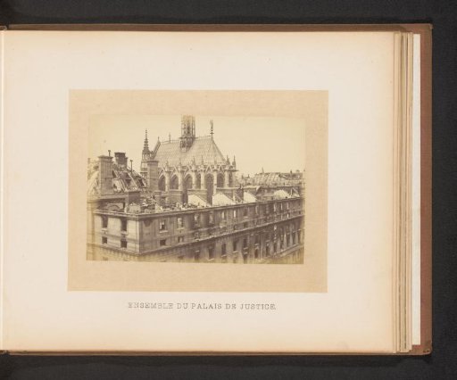 View of a destroyed Palace of Justice in Paris