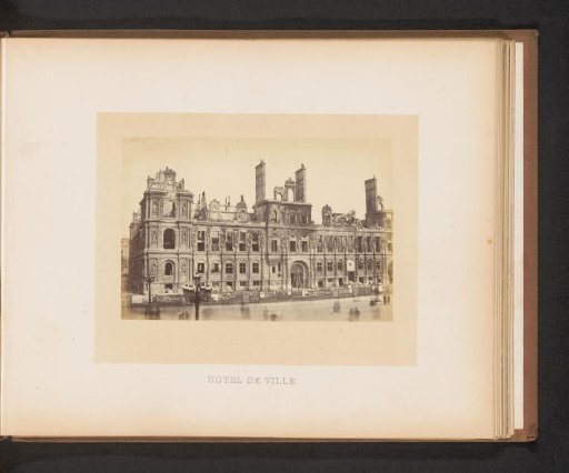 View of the destroyed Hôtel de Ville in Paris