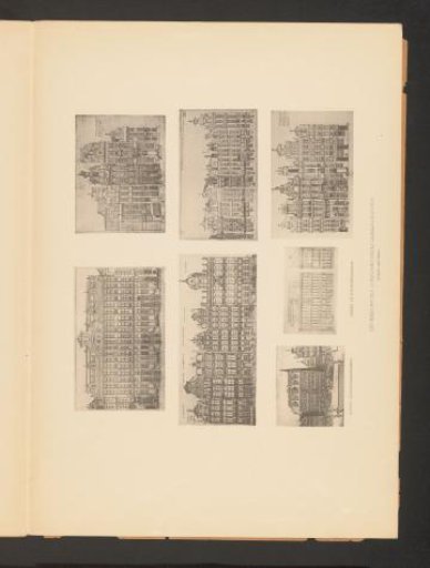 Reproduction of seven drawings of the Guild Houses and the Bread House on the Grand Place in Brussels
