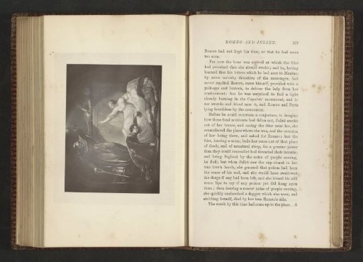 Photographic reproduction of an engraving of a scene from Romeo and Juliet by William Shakespeare