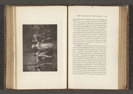 Photographic reproduction of an engraving after a painting by Francis Wheatley, depicting a scene from The Taming of the Shrew by William Shakespeare