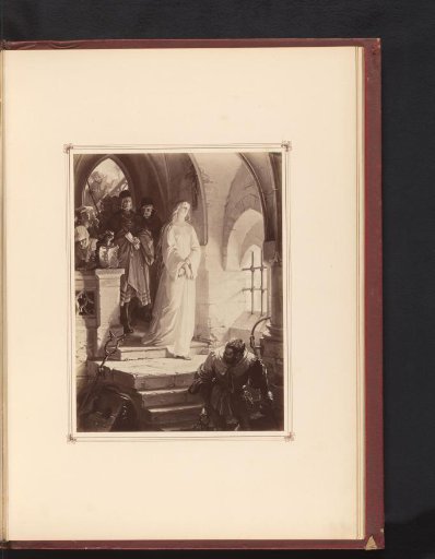 Photographic reproduction of a drawing of Gretchen being led to the dungeon, from the first part of the tragedy Faust by Johann Wolfgang von Goethe
