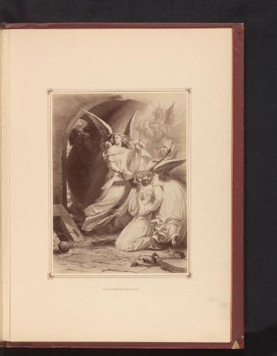 Photographic reproduction of a drawing of the death of Gretchen, from the first part of the tragedy Faust by Johann Wolfgang von Goethe