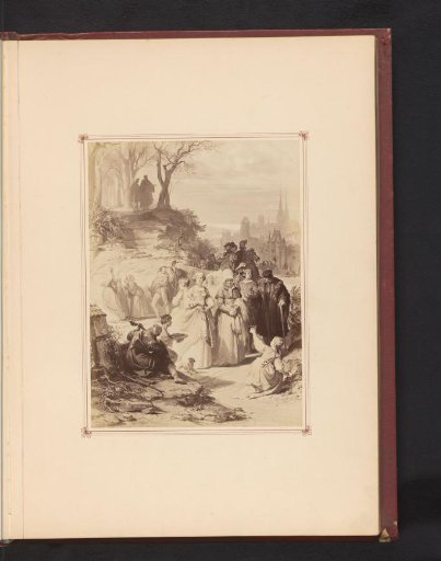 Photographic reproduction of a drawing of the walk of Faust and Wagner, from the first part of the tragedy Faust by Johann Wolfgang von Goethe