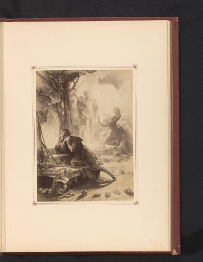 Photographic reproduction of a drawing of Mephistopheles and Faust visiting a witch, from the first part of the tragedy Faust by Johann Wolfgang von Goethe