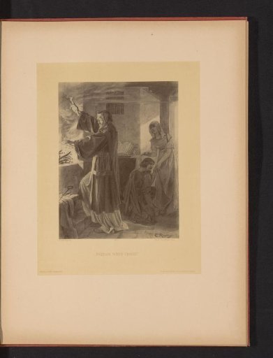 Reproduction of a drawing of a scene with Ingram and Winfried from Die Ahnen by Gustav Freitag, by Carl Röhling