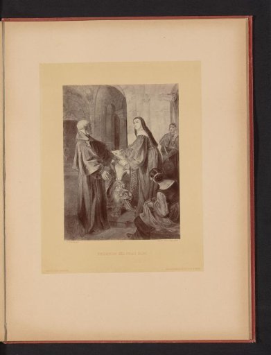 Reproduction of a drawing of a scene with Friderun and Frau Else from Die Ahnen by Gustav Freitag, by Carl Röhling