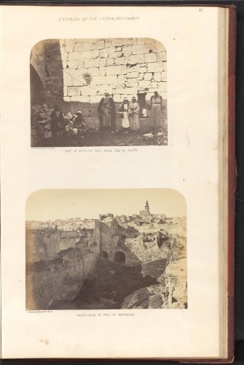View of the Wailing Wall at the Iron Gate and a view of the northern wall at the Pool of Bethesda, of the Temple Mount in Jerusalem