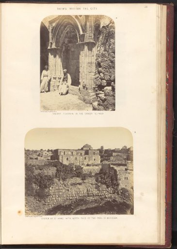 View of the El-Wad street and a view of the Church of St. Anne with the Pool of Bethesda in the foreground, in Jerusalem
