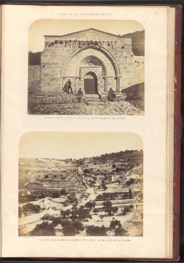 View of the Tomb of the Virgin Mary and a view of the Garden of Gethsemane and Tomb of the Virgin Mary in the Kidron Valley in Jerusalem