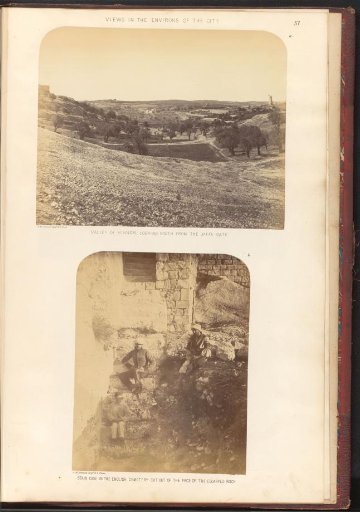 View of the Valley of Hinnom and a view of a staircase on the English Cemetery in Jerusalem