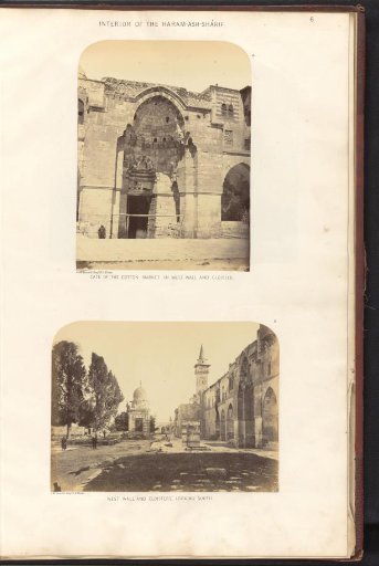 View of the entrance to the Cotton Market and a view of the western wall and the monastery, on the Temple Mount in Jerusalem