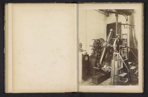 Man looking through a meridian telescope in the observatory in Besançon