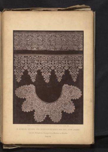 Three pieces of 16th-century lace produced in Genoa, from the collection of the Kunstgewerbemuseum in Dresden, Germany