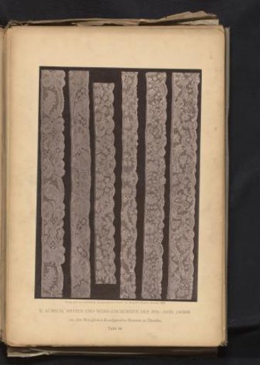 Six strips of 18th-century Brussels lace from the collection of the Kunstgewerbemuseum in Dresden, Germany