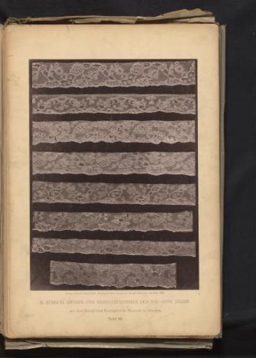 Eight strips of 18th-century lace produced in Mechelen, from the collection of the Kunstgewerbemuseum in Dresden, Germany
