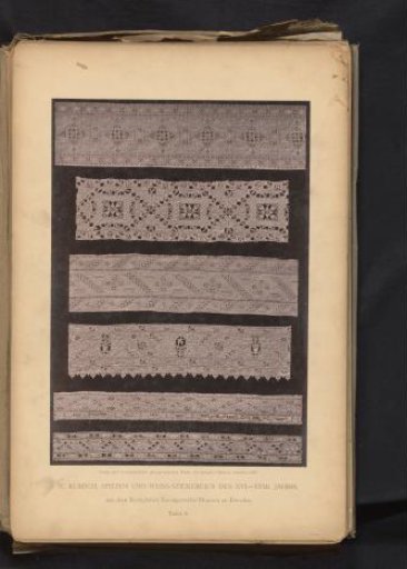 Six strips of Italian lace from circa 1620, from the collection of the Kunstgewerbemuseum in Dresden
