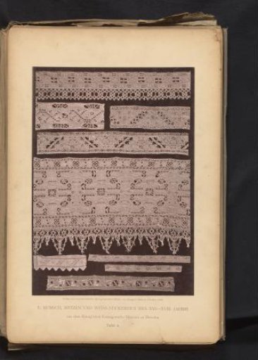 Nine pieces of Italian lace from circa 1620, from the collection of the Kunstgewerbemuseum in Dresden