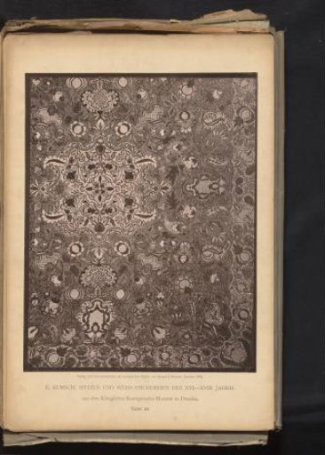 18th-century German embroidered cloth from the collection of the Kunstgewerbemuseum in Dresden, Germany