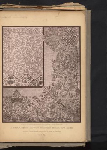18th-century German embroidered cloth from the collection of the Kunstgewerbemuseum in Dresden, Germany