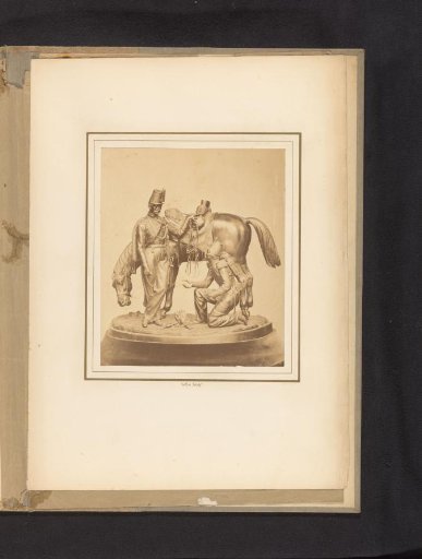 Sculpture of Two Men in Military Costume with a Horse, by Leopold Borbone