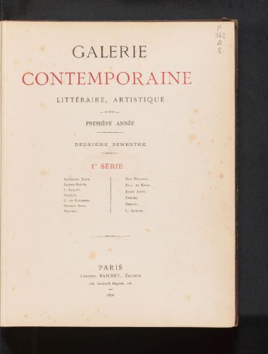 Galerie contemporaine: littéraire, artistique