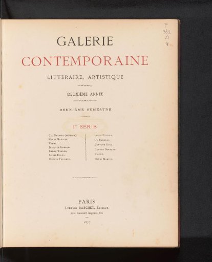 Galerie contemporaine: literary, artistic
