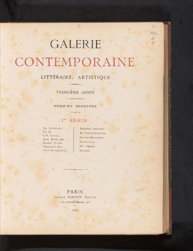 Galerie contemporaine : litteraire, artistique