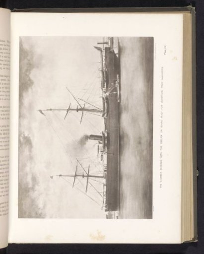The steamer Dessoug with the obelisk on board ready for departure from Alexandria