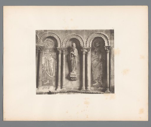 Two mosaics and a sculpture, presumably of apostles, from San Marco in Venice