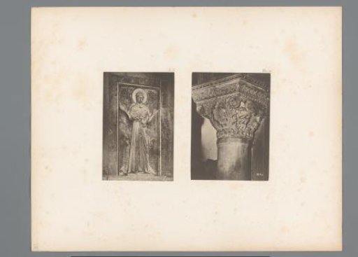 Relief of a female saint and a Corinthian capital from San Marco in Venice