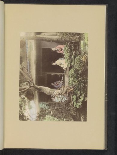 Four women in front of a tea house